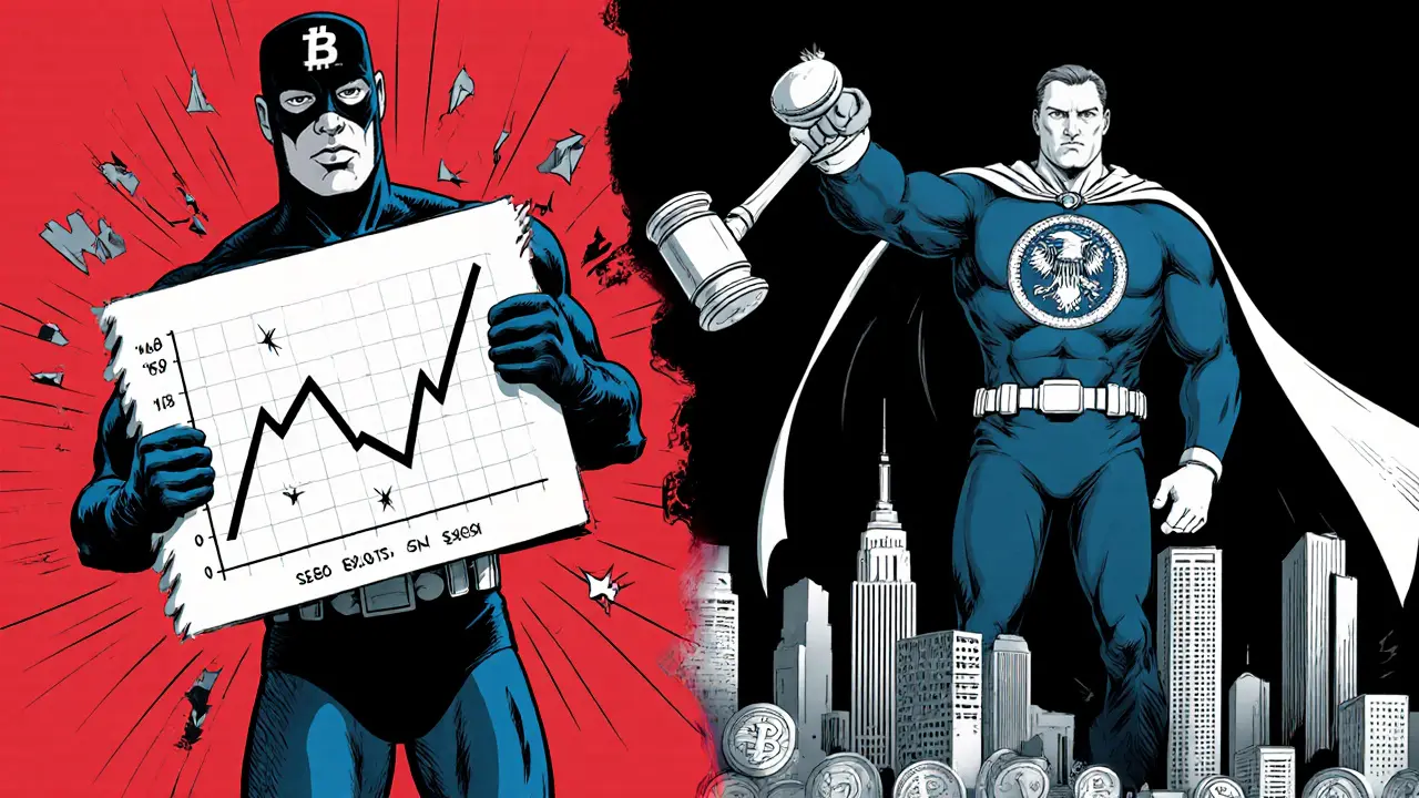 Bitfront hero battling SEC enforcer as trading volume drops.