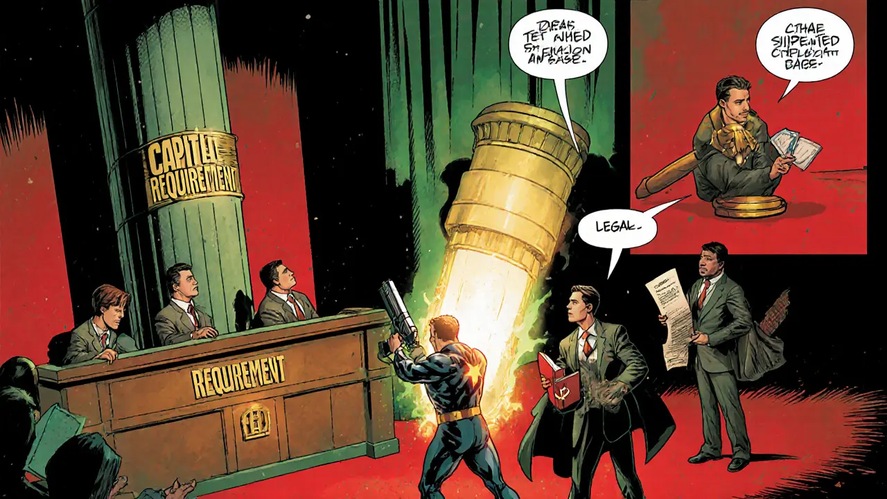 Compliance superhero team fights capital tower and fit‑and‑proper gauntlet.