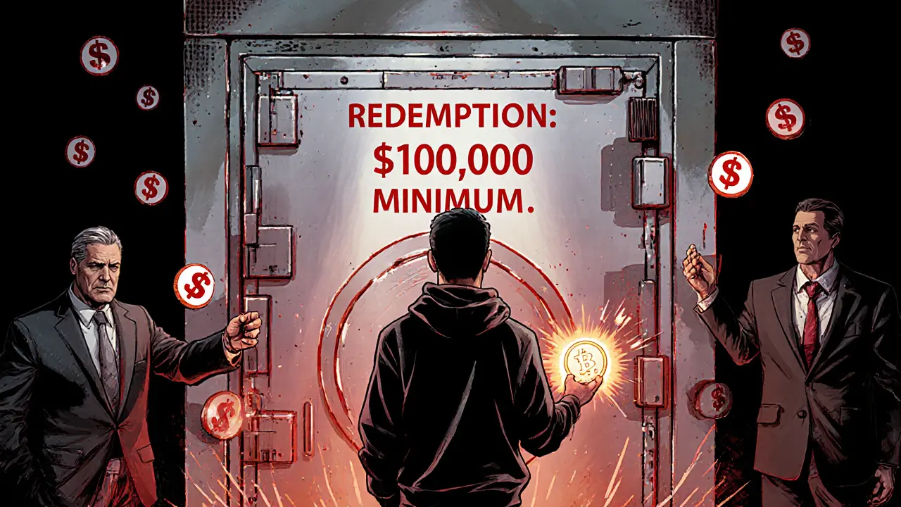 Retail investor facing a massive 0,000 redemption barrier while institutional figures access real stock.