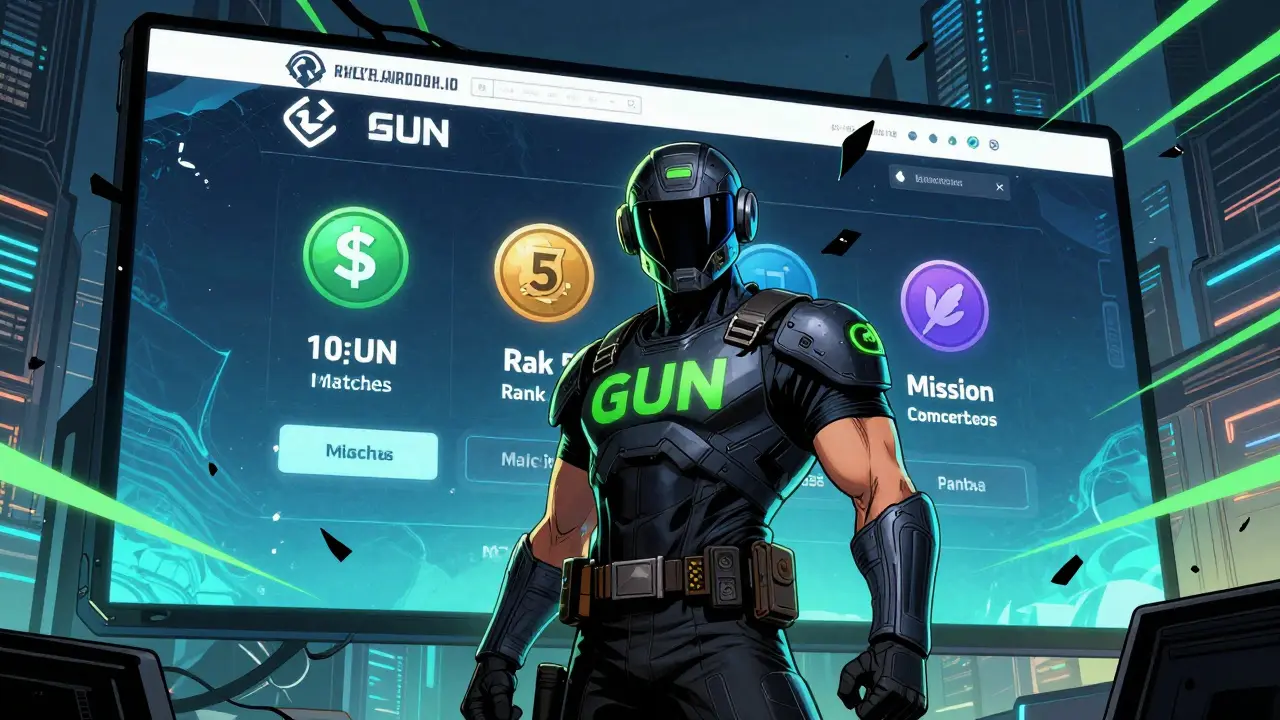 A gamer hero stands before a legitimate token dashboard while a fake website crumbles behind them.