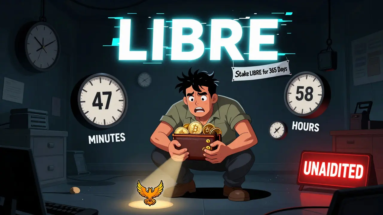 A trader surrounded by delays and warnings, with a glowing 'UNAUDITED' sign looming overhead.