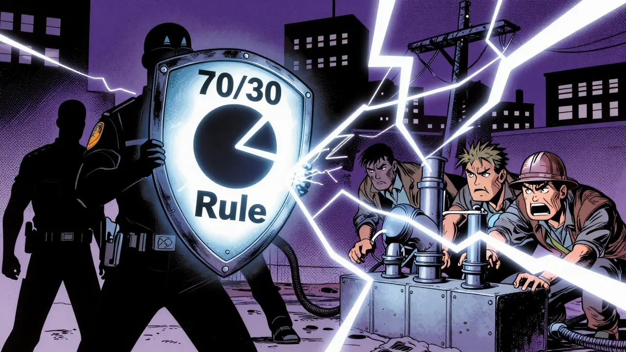 Superhero comic showing regulators cutting power to crypto miners