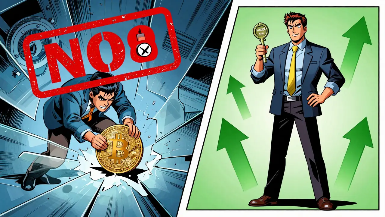 Comic art depicting crypto banned as payment but legal for investment in Indonesia