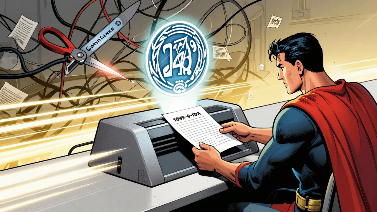 Comic book art of compliant crypto tax filing with Form 1099-DA