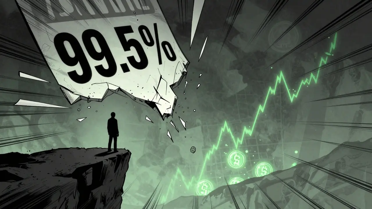 Comic art of a crashing price chart and isolated GGT token
