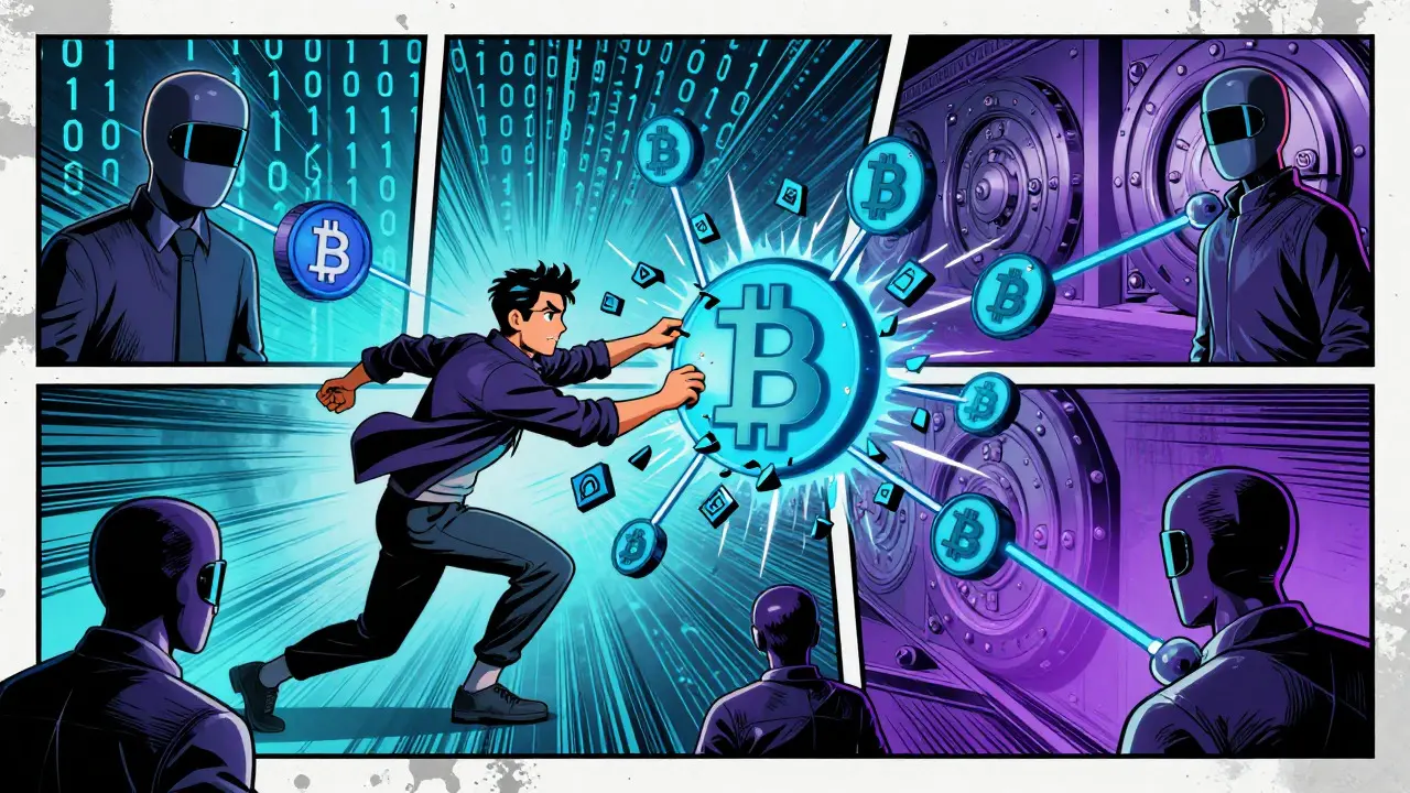 Splitting crypto into small chunks via P2P network