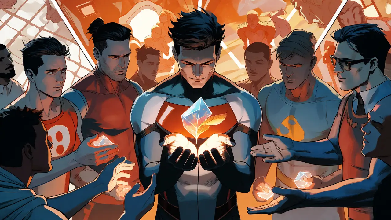 Heroes nurturing glowing seedling